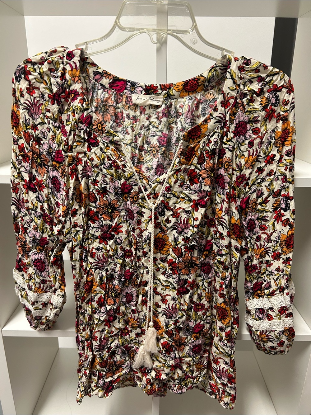 Jane and Delancey Cream Floral Tunic with Pink & Orange Accents